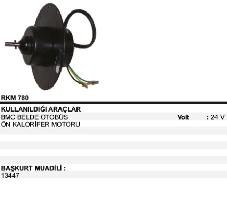 Kalorifer Mot. 24V. BMC Belde Otobus On | OEM RKM780