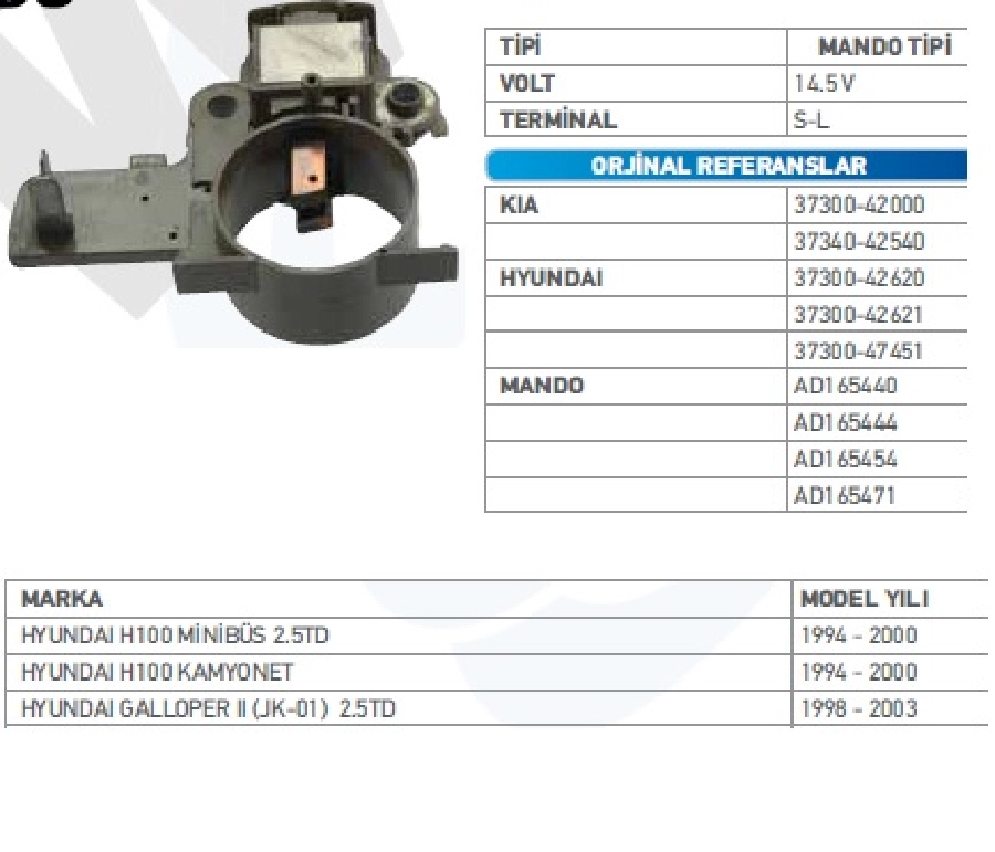 Konjektör Mando Tip 12V. Hyundai H 100 Mınıbus | OEM TRS.YR.IY422