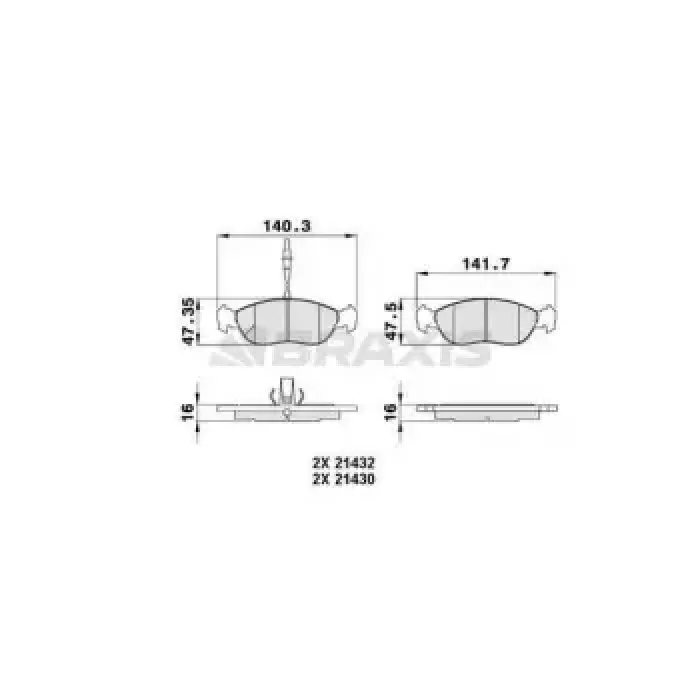On Fren Balatasi Xsara 2 P306 1.6 1.8 1.9 00>> / Saxo P106 1.4I 1.6I 1.5D 1.6 Xsi 99>> (Hava Sog | BRAXIS AB0016 | OEM 4251.70 4251.38 4251.34 4251.42