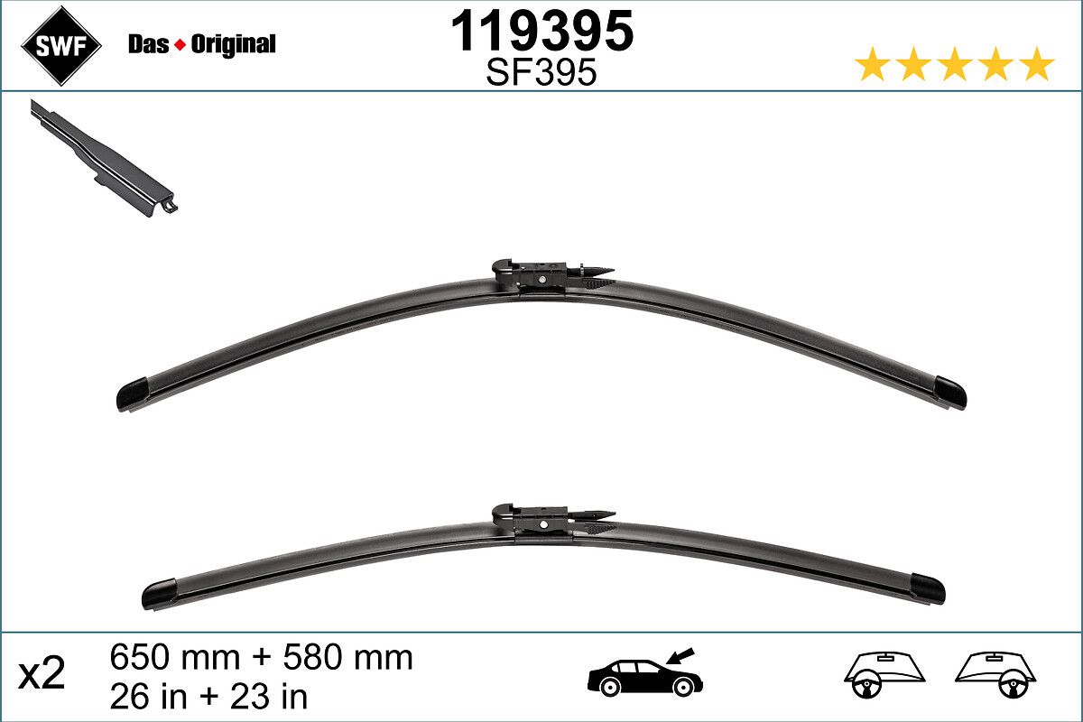 Silecek Supurgesi Swf On Tk. (650MM / 600MM) A-Class W169 04>12 Vaneo 414 02>05 | VALEO 119395 | OEM A1698200145