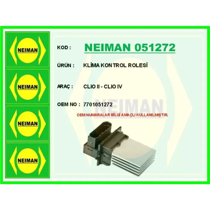 Klima Kontrol Unitesi Clio 2 Symbol Thalia | NEIMAN 051272 | OEM 7701051272