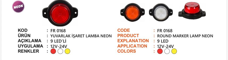 Fr Yuvarlak İşaret Lamba Neon Kırmızı