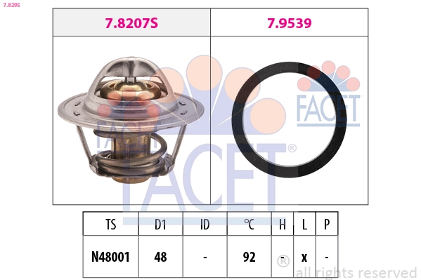 Termostat 92C Corsa B Astra F Vectra A Combo B | FACET 7.8295 | OEM 1338870