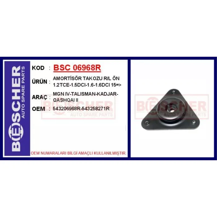 Amortisor Takozu On Sag Sol Nissan Qashqai 2 13> Renault Megane 4 Kadjar Talisman 1.2 Tce 1.5 Dci 1.6 Dci 15> | BSC 06968R | OEM 543206968R-543258271R