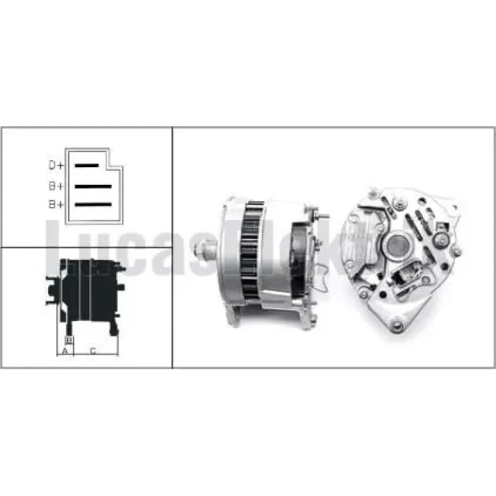 Alternator A127 12V 65A Jcb 2CX,3CX,3D,407,408 | LUCAS LEA0035