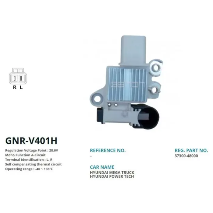 Alternator Konjektor Valeo Tip 24V Hyundai HD 35 Kamyon Is Makinesi Mitsubishi (L,R) | GENON GNR-V401H | OEM VR-V019B 37300-48000