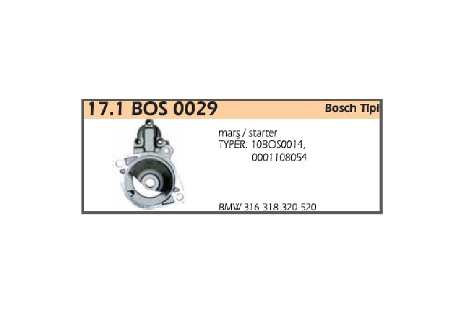 Marş Ön Kapak Marş: 10BOS0014, BMW 316-318-320-520 (Kulaklar Pasosuz) | OEM 17.1BOS0029