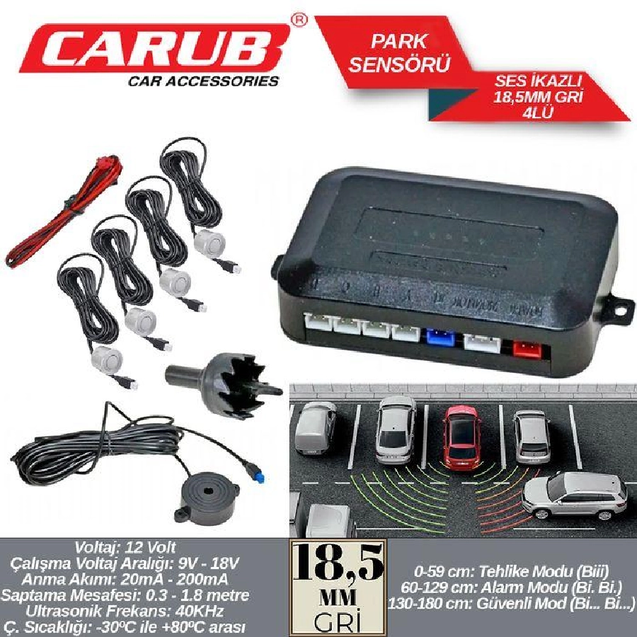 Park Sensörü Ses İkazlı 18,5MM 4LÜ Gri | OEM BR0015903