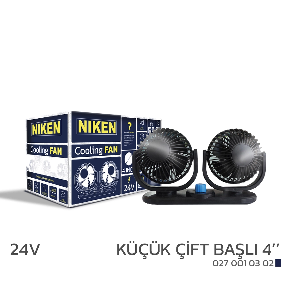 Araç Vantilatörü Küçük Çift Başlı 24V 4 Inch | OEM 0270010302
