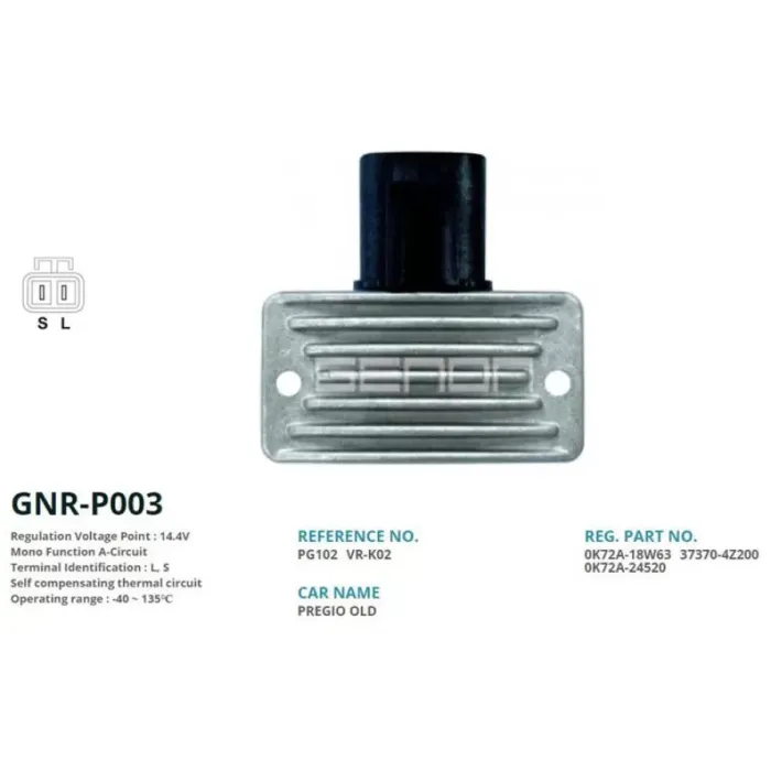Alternator Konjektor 12V Kia Yeni Model Uzun Soket (L, S) | GENON GNR-P003 | OEM 0K72A-18W63