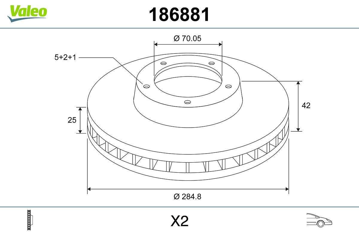 Fren Diski On Croma 05> / Vectra C 02> Signum 03>08 02> / 9 3 02> Havali 285MM | VALEO 186881 | OEM 569003 569003 93171497 93171497