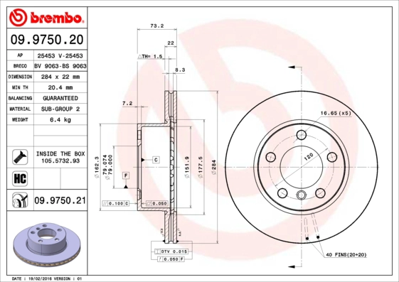 Fren Diski On Bmw F20 F21 F22 F23 F87 | BREMBO 09975021 | OEM 34116792215