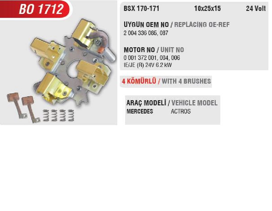 Marş Kömür Yuvası - Mer. Actros 2000 (Uygun Kömür:BSX170, 171) | OEM BO1712