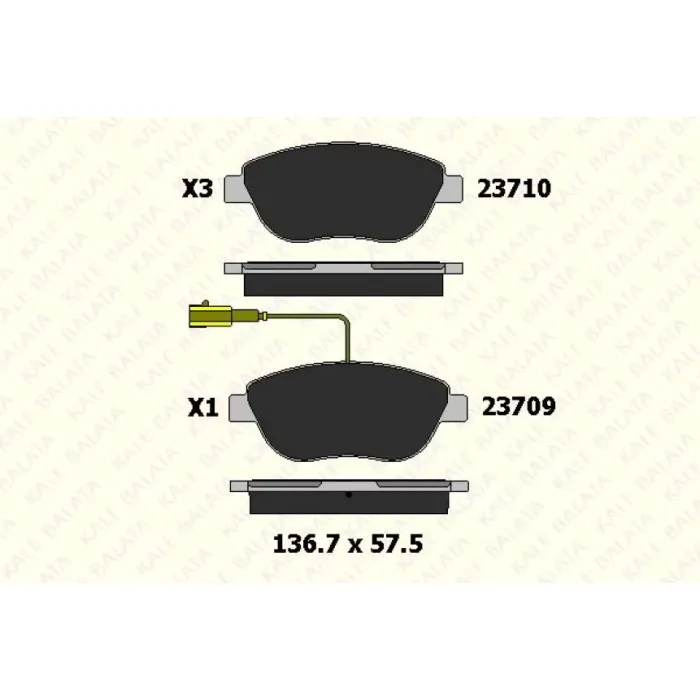 On Fren Balatasi Fiat Bravo 2 Doblo Fiorino Bipper Nemo Pratico Evo Punto Stilo Idea Linea 08> Opel Combo Corsa 12> | KALE B 23710 192 05 ANS | OEM 71770094 71770106 77365468 1605268