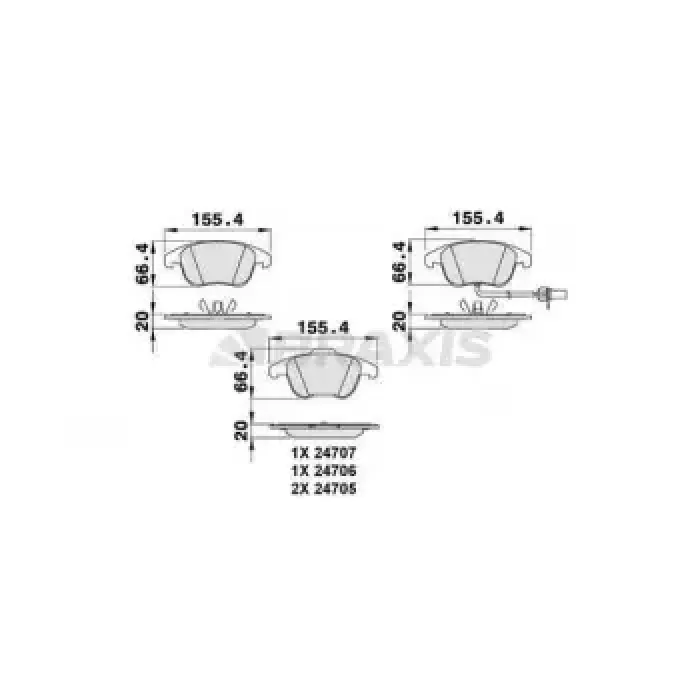 Fren Balatasi On A4 08>15 A5 07> Q5 10>17 Q5 09>12 | BRAXIS AB0067 | OEM 8K0698151A 8K0698151F