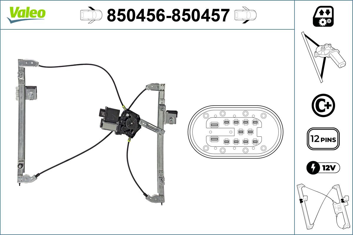 Cam Mekanizmasi Elektrikli On Sag Polo 1,4 / 1,6 / 1,9 99> | VALEO 850457 | OEM 6N3837462D