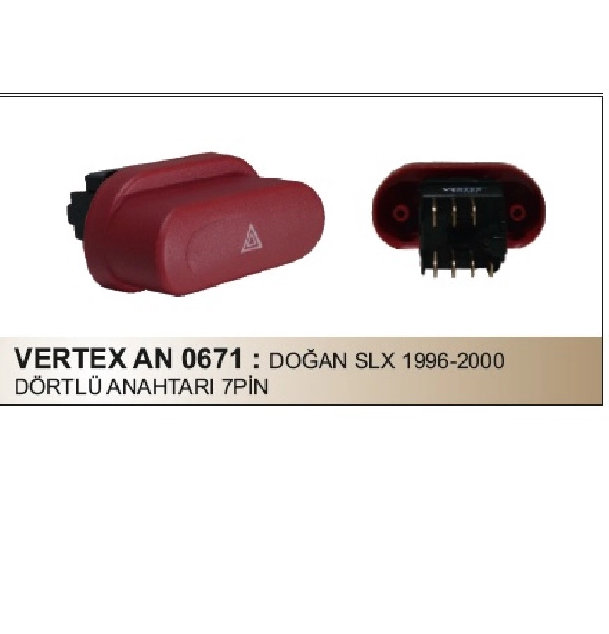Anahtar Dörtlü Flaşör 7 Fişli - Doğan SLX 96-00 | OEM CD703