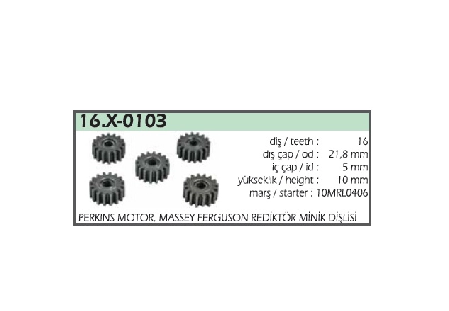 Redüktör Küçük Dışlı Marelli Tipi Perkins Motor, Massey Ferguson Yeni Model, Marş: Typer 10MRL2406, 2408 | OEM 16.X-0103