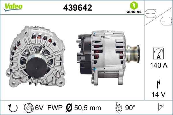 Alternator 14V 140A A4 08>12 Q5 09>12 A5 08>11 | VALEO 439642 | OEM 03G903016E 03G903016E 03G903016G 03G903016B 03G903016G 03G903016B