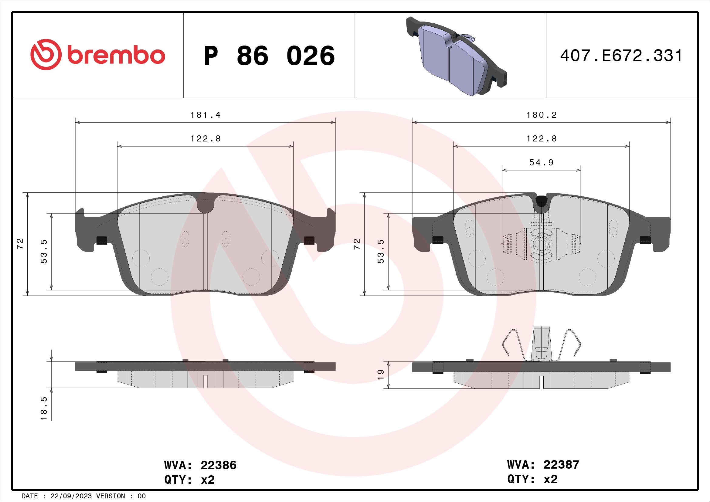 On Fren Balatasi Volvo XC60 13> | BREMBO P86026 | OEM 31445985 31445985 31445986 31445986