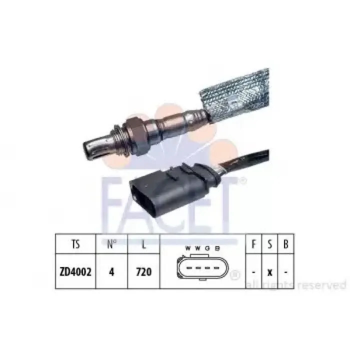 Oksijen Lambda Sensoru Golf 4 Bora A3 Toledo 1.6 Aeh Akl 96>05 | FACET 10.7163 | OEM 032906265F 06A906265AP 06A906265E