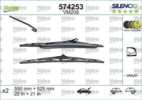 Valeo Silencio VM208 (X2) / (550+525 MM) Alfa 156 | VALEO 574253 | OEM BTM550525C