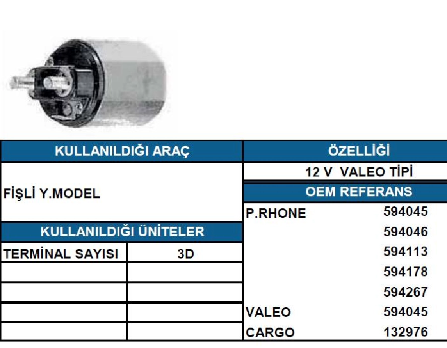 Marş Otom 12V Valeo Tipi BMW, Peugeot 307-405, Citroen 3 Delik Fişli Ters Yeni Model | OEM ZM-491