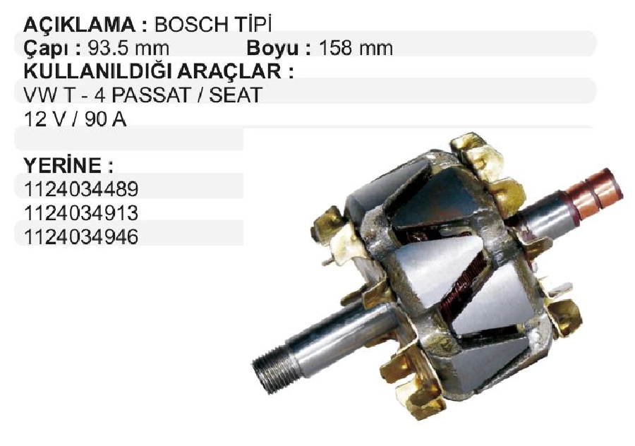 Rotor Bosch Tipi 90A 2012 ve sonrası Transporter-Passat, Seat | OEM XRT731