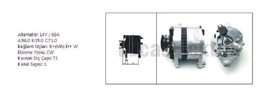 Alternatör A127, 12, 65A Turk Traktör New Hollan Devir Saati Uçlu (Tek Kayışlı DİNAMO1 | OEM 61920458