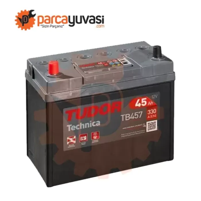 Aku 12V 45 Ah 330A B24 (237×127×227) Dar Tirnaksiz Ince Ters | TUDOR TB457