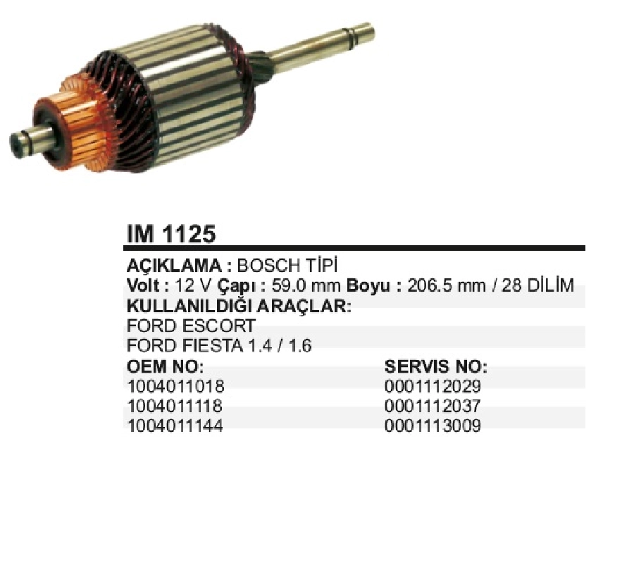 Marş Kollektörü Bosch T Escort, Fiesta, 1,4, 1,6 | OEM IM1125