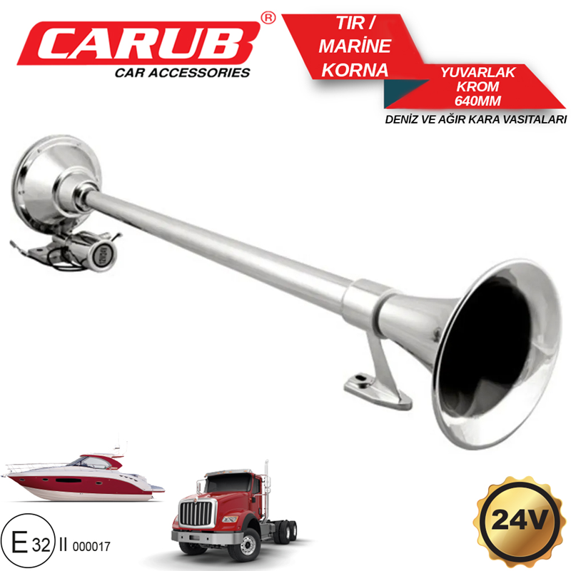 Carub Korna Uzun 24V Krom Marine Tır