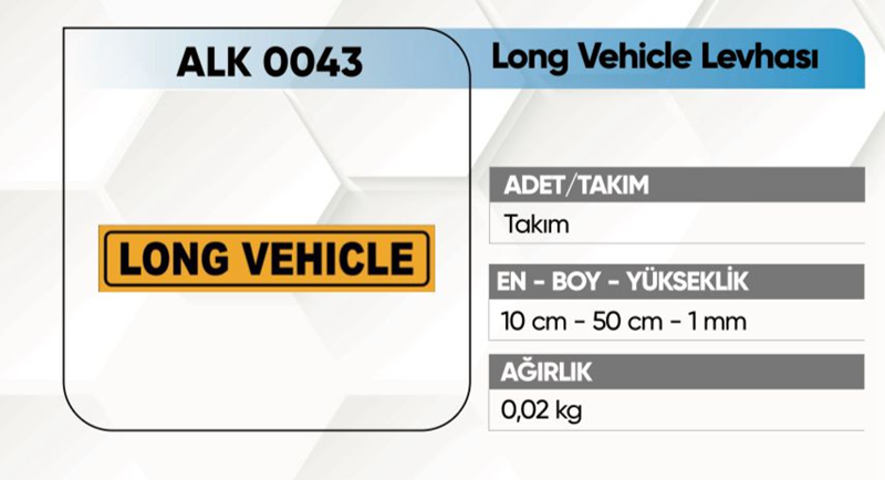 Alkotek Dorse Reflektif Long Vehicle Yazısı Yapış