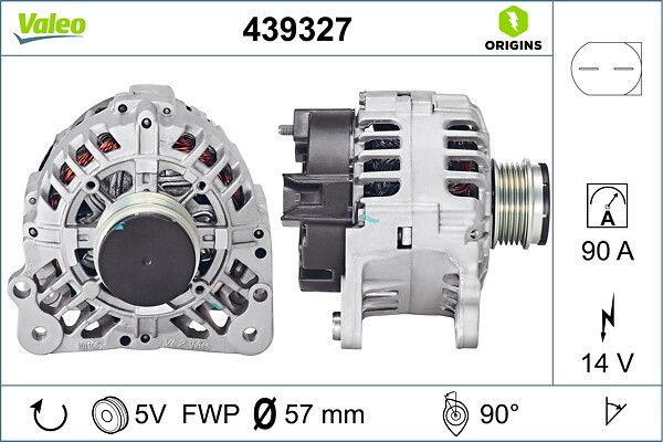 Alternator 12V 90A Passat 1,9 TDI | VALEO 439327 | OEM 028903029A 028903029A 028903029B 038903018E 028903029B 038903018E