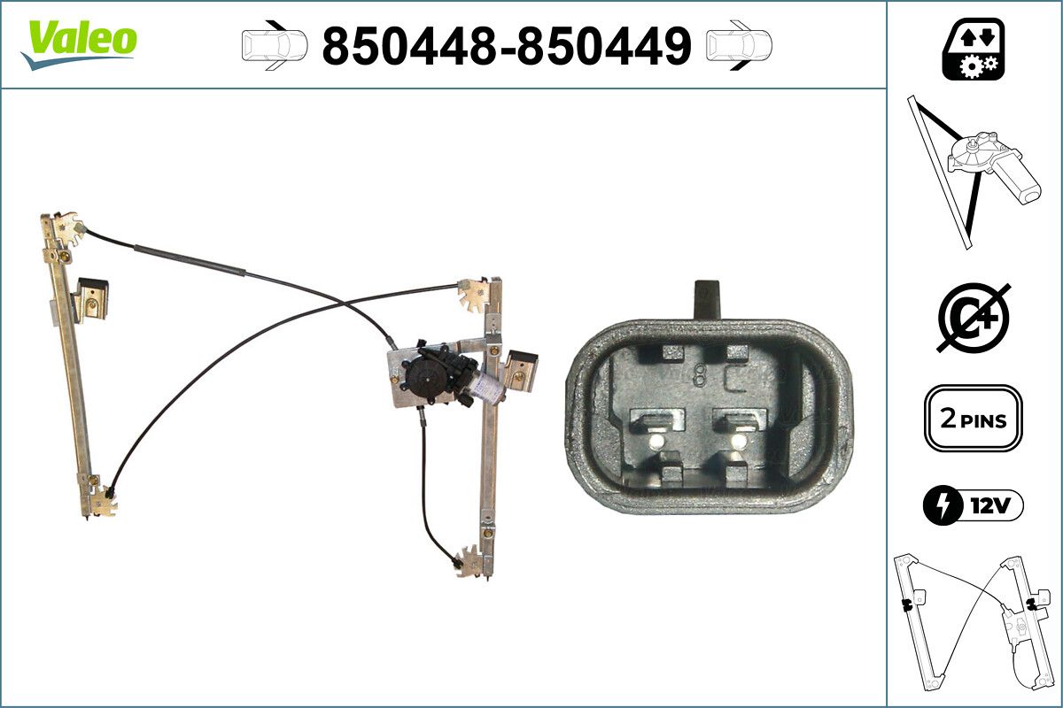 Cam Mekanizmasi Elektrikli On Sag Polo 1,3 / 1,4 / 1,6 / 1,9 | VALEO 850449 | OEM 6N3837462 6N3837462 6N3837462A 6N3837462A