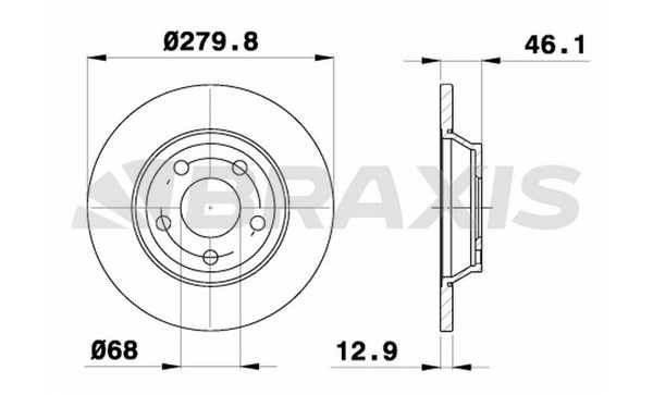 On Fren Disk Aynasi A4 1.6 / 1.9TDI A4 Avant 1.6 / 1.8 20V / 1.9TDI 95 | BRAXIS AE0356 | OEM 8D0615301A