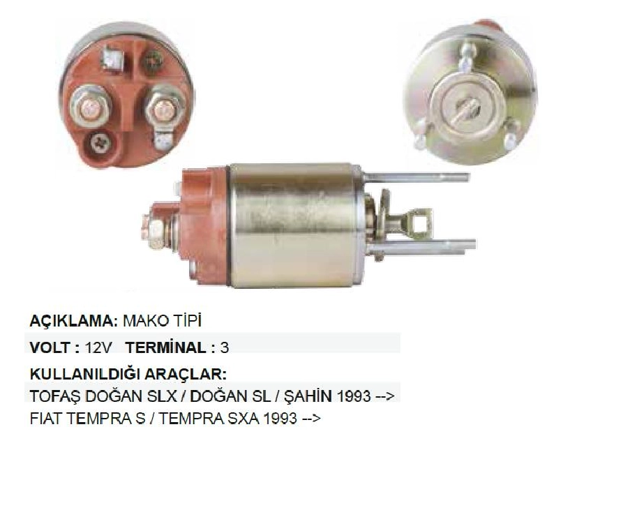 Marş Otom 12V. Mako Tipi Doğan-Kartal-Şahin S, SLX Tempra | OEM SM230