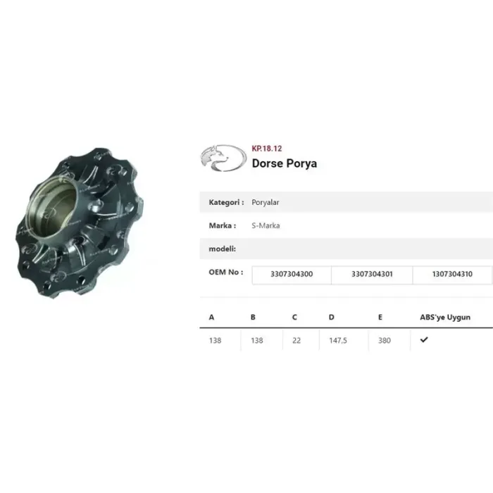 Dingil Poryasi Römork 88MM Kampanali S9 S11 Z9 211 Kan,Pilot | KURTSAN KP.18.12 | OEM 3307304300-3307304301-1307304310