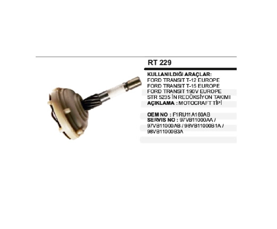 Transit T-12, T-15, 190V Europa Red Mılı (5235 | OEM RT229