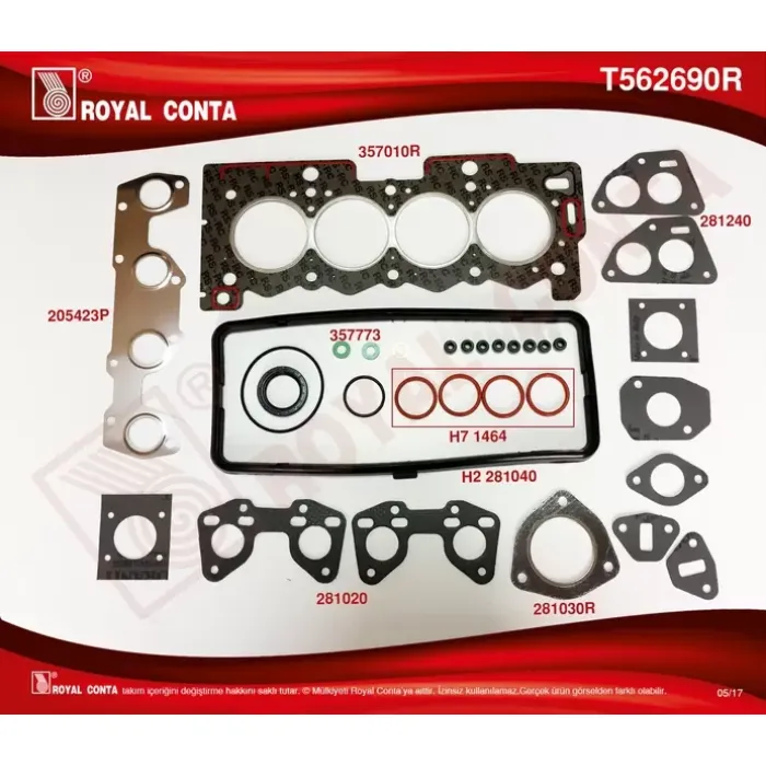 Ust Takim Conta (72 75MM) Reinz Keceli Subap Lastikli (S,K,C Dahil) P106 P206 P306 P207 P307 P205 1,4 72 74HP TU3A | ROYAL T562690R | OEM 0197.H8 0197.H8 0209.CJ 0349.J3 0209.CJ 0349.J3