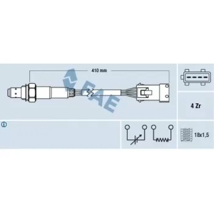 Oksijen Sensoru C2 C3 2 C3 3 C3 Pluriel Nemo Fiorino Bipper P206 P206+ (T3E) Plus P207 P1007 Partner 2 Berlingo 2 03> TU3A / TU3AES (1,4 8V) Manifolda Gelen | FAE 77432 | OEM 1618R0