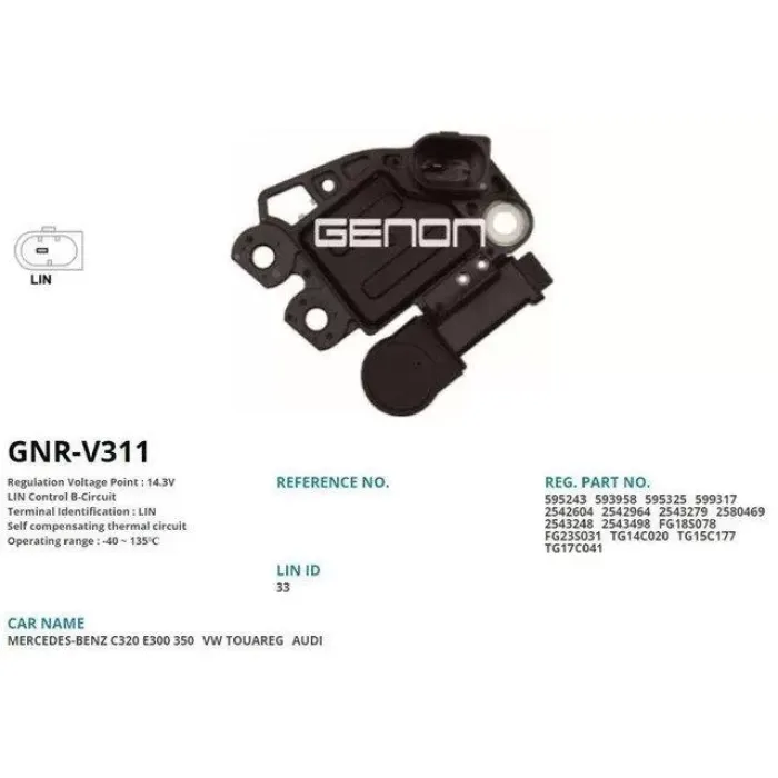 Konjektor (12V) W169 04>12 W203 05>07 W204 09>14 W212 09>15 W164 05>09 | GENON GNR-V311 | OEM A0031546406
