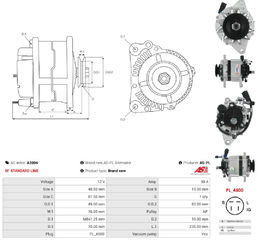 Alternatör 12V 50A Hitachi Tip Isuzu Nkr 93-Peugeot J9 Premıer | OEM A2004