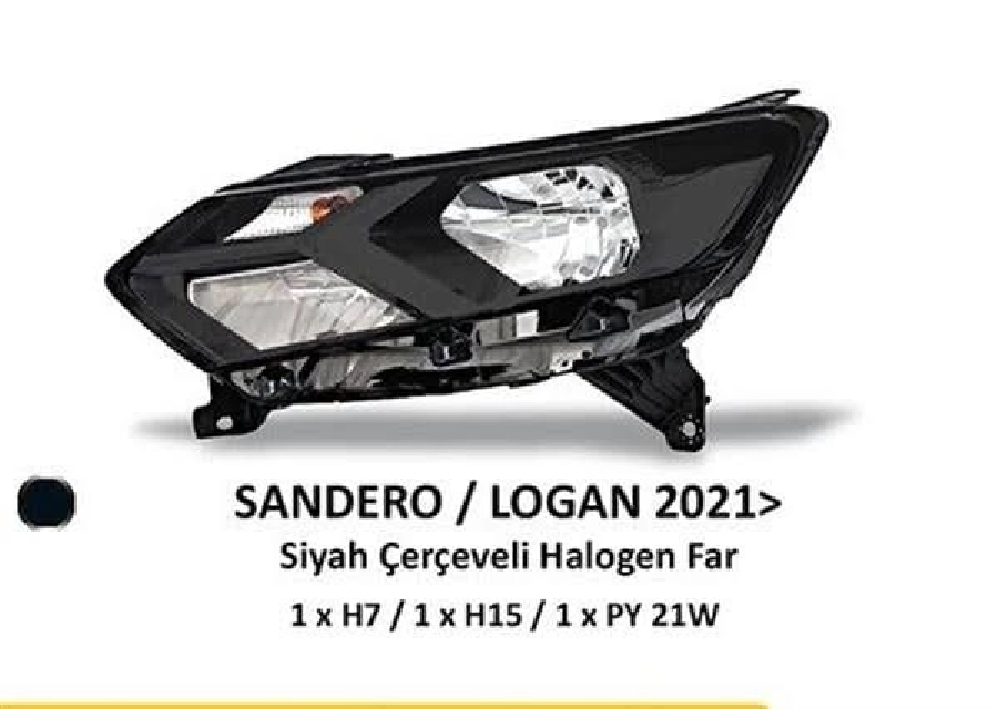 D Sandero-Logan Far Sağ Halojen Siyah Çerçeveli Motorlu (2021 ve sonrası ) | OEM 404546