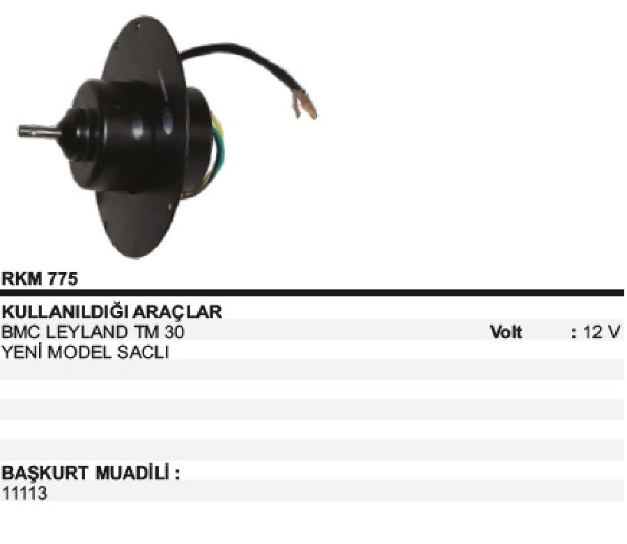 Kalorifer Mot. 12V Tm-30 Yeni Model Saclı | OEM RKM775
