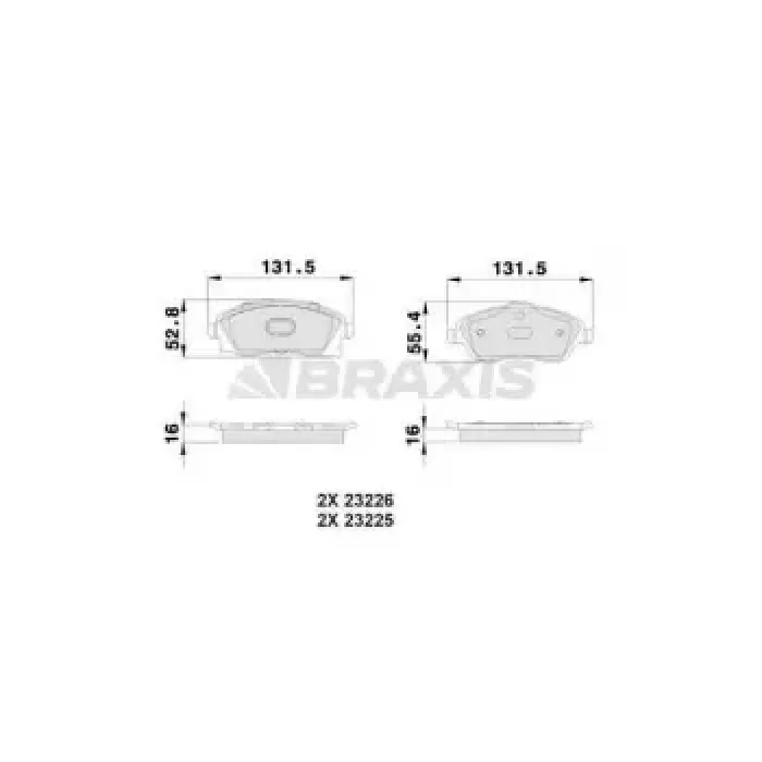 Fren Balatasi On Combo C Corsa C 1.3 1.7 CDTI 01 > Meriva 03 > Tigra 04 > | BRAXIS AB0007 | OEM 1605964 1605964 1605081 1605974 9200108 1605081 1605974 9200108