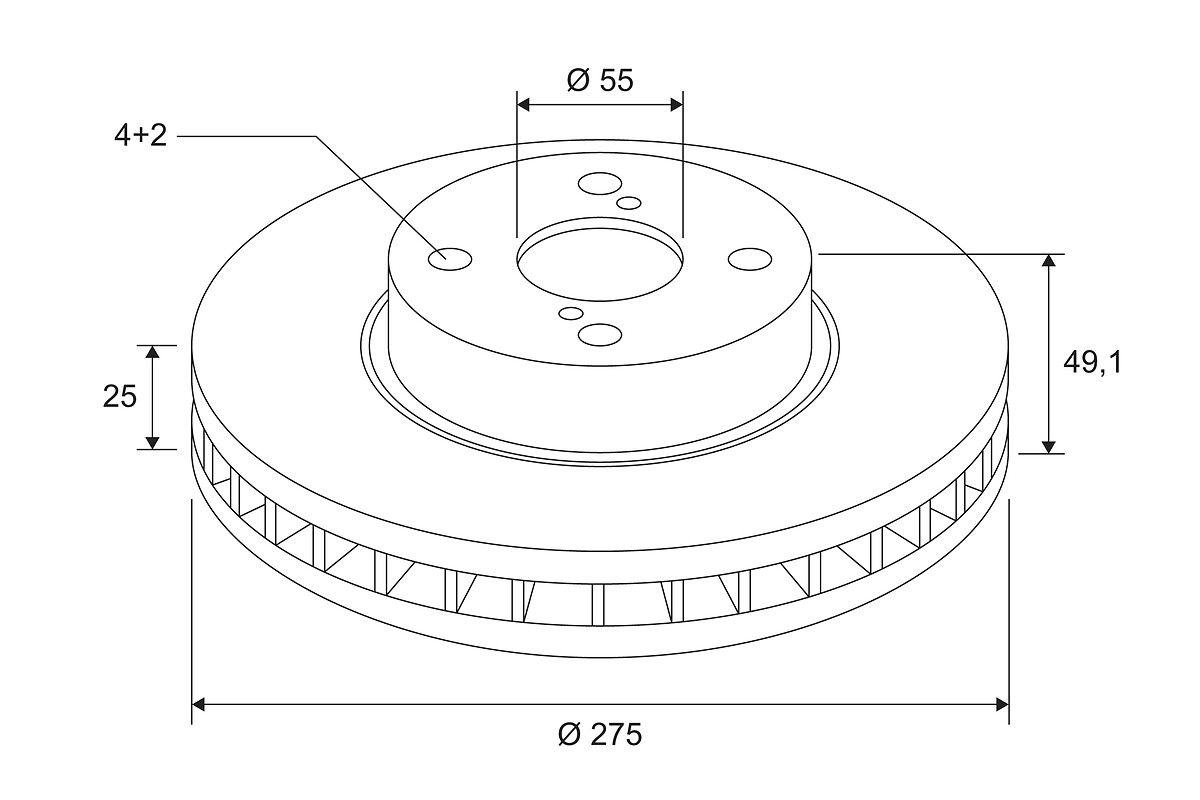 On Fren Diski (Aynasi) Havali Toyota Corolla 1.4 D4D 2003-2007 (275X4) | VALEO 197171 | OEM 4351202080 4351202080 4351202081 4351202081