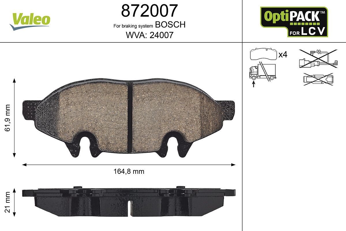 Fren Balatasi On Viano W639 03> Vito W639 03> | VALEO 872007 | OEM A0064204320