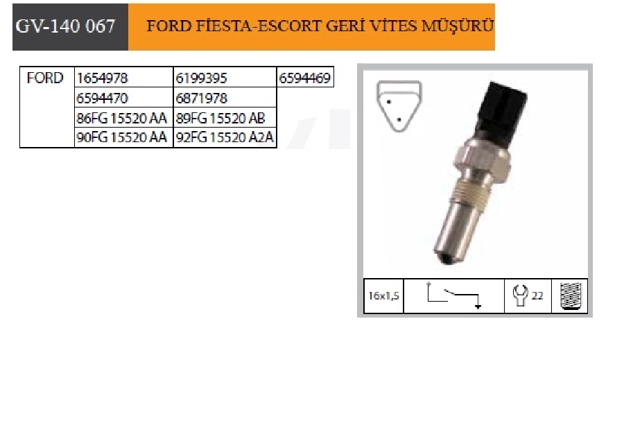 Müşür Geri Vites - Ford Fiesta-Escort | OEM GV-140067