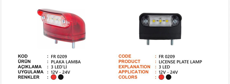 Fr Plaka Lambası 3 Ledli Siyah 12-24 Volt